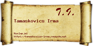 Tamaskovics Irma névjegykártya